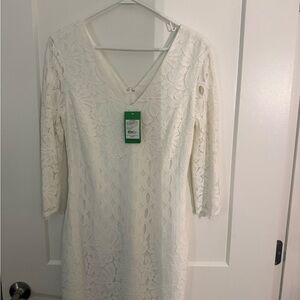 Lilly Pulitzer Cream Lace Long Sleeve Dress
